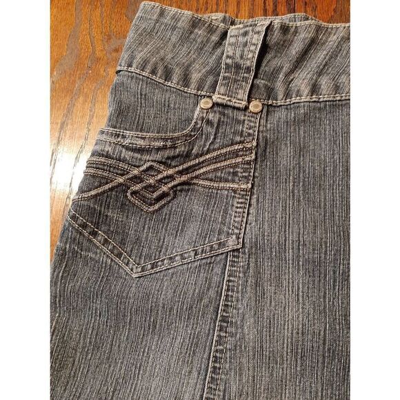 Juniors Jr Size 5 Rewind Blue Denim Blue Jean Midi Skirt Stretch Double Button - Picture 6 of 6